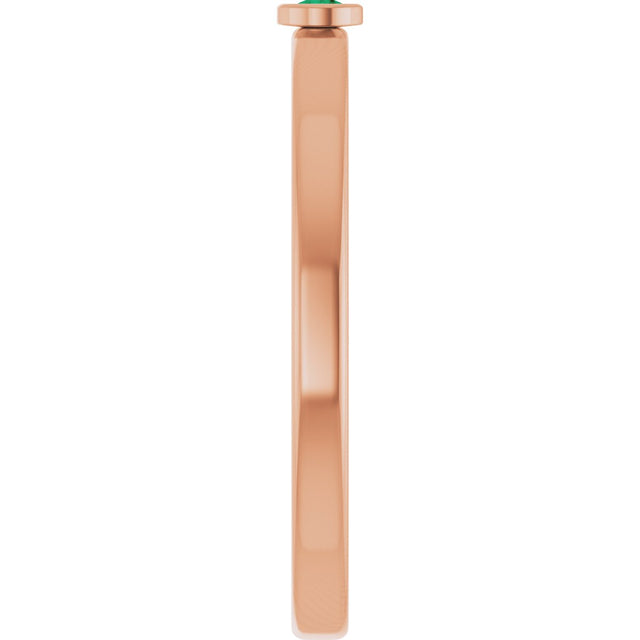 14K Gold Round Lab-Grown Emerald Bezel-Set Solitaire Ring - Rose Gold - view 9