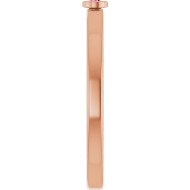 14K Gold Round Natural Pink Tourmaline Bezel-Set Solitaire Ring - Rose Gold - view 9