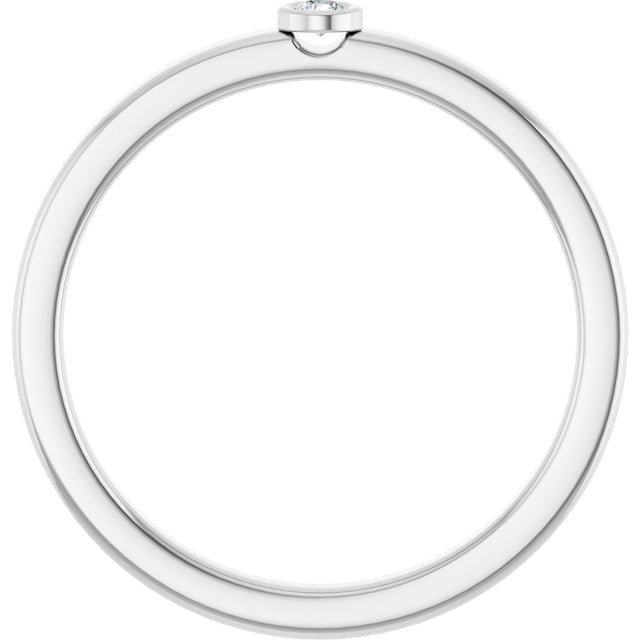 14K Gold Round Natural White Sapphire Bezel-Set Solitaire Ring - White Gold - view 7