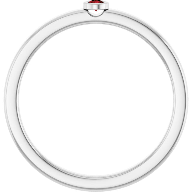 14K Gold Round Natural Mozambique Garnet Bezel-Set Solitaire Ring - White Gold - view 7