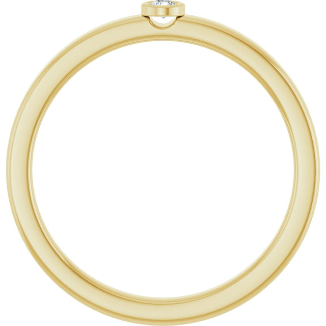 14K Gold Round Natural White Sapphire Bezel-Set Solitaire Ring - Yellow Gold - view 7