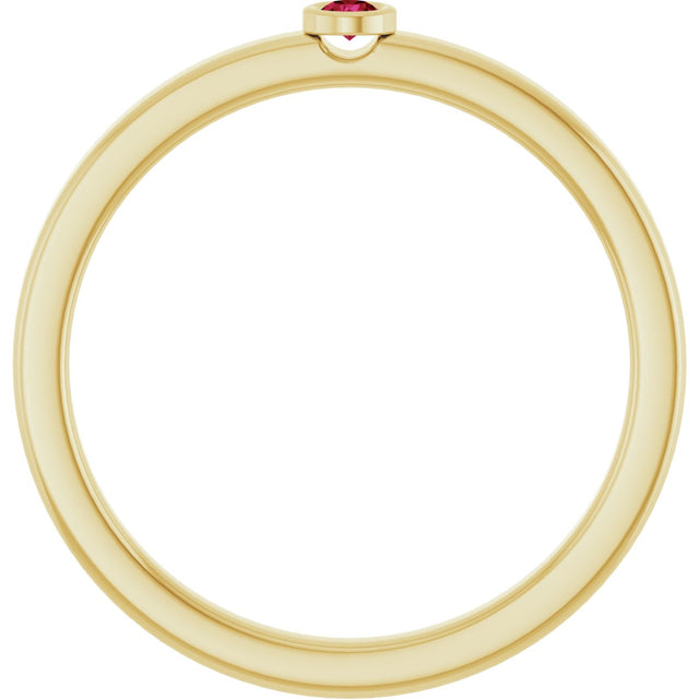 14K Gold Round Natural Ruby Bezel-Set Solitaire Ring - Yellow Gold - view 7