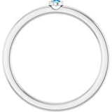 Platinum Round Natural Blue Zircon Bezel-Set Solitaire Ring - view 7