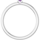 Platinum Round Natural Amethyst Bezel-Set Solitaire Ring - view 7