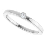 14K Gold Round Natural White Sapphire Bezel-Set Solitaire Ring - White Gold - view 10