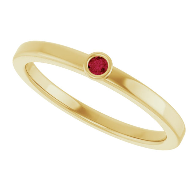 14K Gold Round Natural Ruby Bezel-Set Solitaire Ring - Yellow Gold - view 10