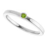 Platinum Round Natural Peridot Bezel-Set Solitaire Ring - view 10