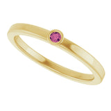 14K Gold Round Natural Pink Tourmaline Bezel-Set Solitaire Ring - Yellow Gold - view 10