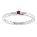 14K Gold Round Natural Mozambique Garnet Bezel-Set Solitaire Ring - White Gold - view 8