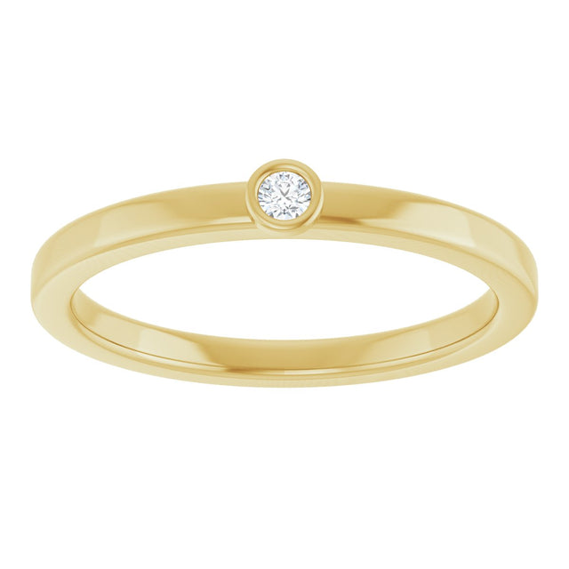 14K Gold Round Natural White Sapphire Bezel-Set Solitaire Ring - Yellow Gold - view 8