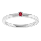 14K Gold Round Lab-Grown Ruby Bezel-Set Solitaire Ring - White Gold - view 8