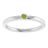 Platinum Round Natural Peridot Bezel-Set Solitaire Ring - view 8