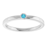 Platinum Round Natural Blue Zircon Bezel-Set Solitaire Ring - view 8