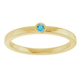 14K Gold Round Natural Blue Zircon Bezel-Set Solitaire Ring - Yellow Gold - view 8