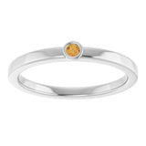 Platinum Round Natural Citrine Bezel-Set Solitaire Ring - view 8
