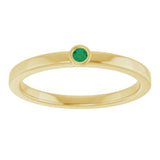 14K Gold Round Natural Emerald Bezel-Set Solitaire Ring - Yellow Gold - view 8