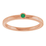 14K Gold Round Lab-Grown Emerald Bezel-Set Solitaire Ring - Rose Gold - view 8