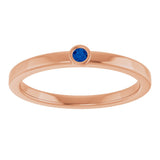 14K Gold Round Natural Blue Sapphire Bezel-Set Solitaire Ring - Rose Gold - view 8