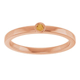 14K Gold Round Natural Citrine Bezel-Set Solitaire Ring - Rose Gold - view 8