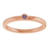 14K Gold Round Lab-Grown Alexandrite Bezel-Set Solitaire Ring - Rose Gold - view 8