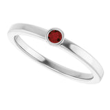 14K Gold Round Natural Mozambique Garnet Bezel-Set Solitaire Ring - White Gold - view 10