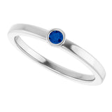 14K Gold Round Natural Blue Sapphire Bezel-Set Solitaire Ring - White Gold - view 10
