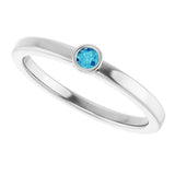Platinum Round Natural Blue Zircon Bezel-Set Solitaire Ring - view 10