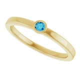 14K Gold Round Natural Blue Zircon Bezel-Set Solitaire Ring - Yellow Gold - view 10