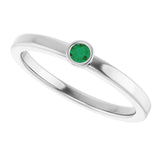 Platinum Round Lab-Grown Emerald Bezel-Set Solitaire Ring - view 10
