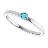Platinum Round Natural Aquamarine Bezel-Set Solitaire Ring - view 10