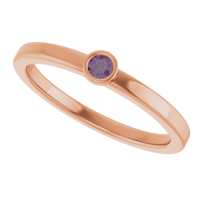 14K Gold Round Natural Alexandrite Bezel-Set Solitaire Ring - Rose Gold - view 10