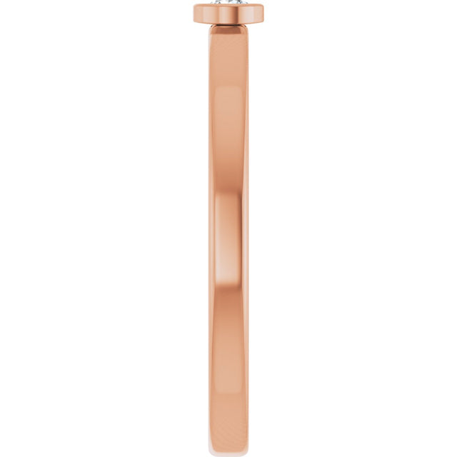 14K Gold Round Natural White Sapphire Bezel-Set Solitaire Ring - Rose Gold - view 9