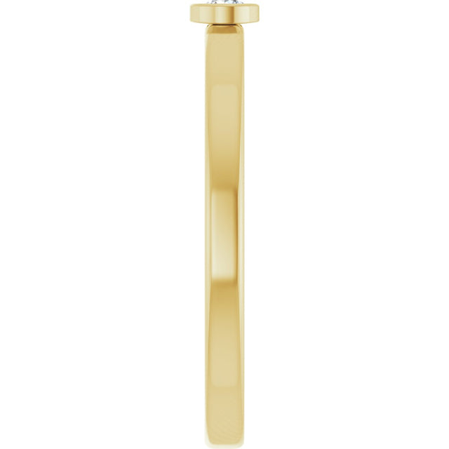 14K Gold Round Natural White Sapphire Bezel-Set Solitaire Ring - Yellow Gold - view 9