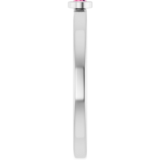 14K Gold Round Natural Pink Tourmaline Bezel-Set Solitaire Ring - White Gold - view 9