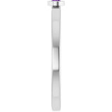 Platinum Round Natural Amethyst Bezel-Set Solitaire Ring - view 9