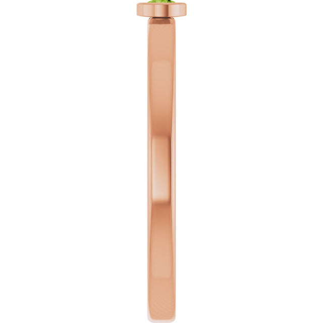 14K Gold Round Natural Peridot Bezel-Set Solitaire Ring - Rose Gold - view 9