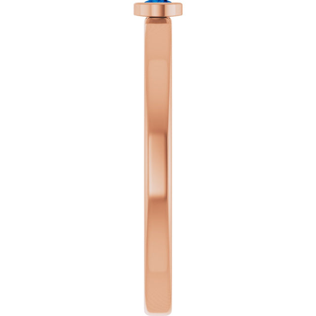 14K Gold Round Lab-Grown Blue Sapphire Bezel-Set Solitaire Ring - Rose Gold - view 9