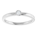 14K Gold Round Natural White Sapphire Bezel-Set Solitaire Ring - White Gold - view 8