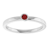 14K Gold Round Natural Mozambique Garnet Bezel-Set Solitaire Ring - White Gold - view 8