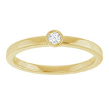 14K Gold Round Natural White Sapphire Bezel-Set Solitaire Ring - Yellow Gold - view 8
