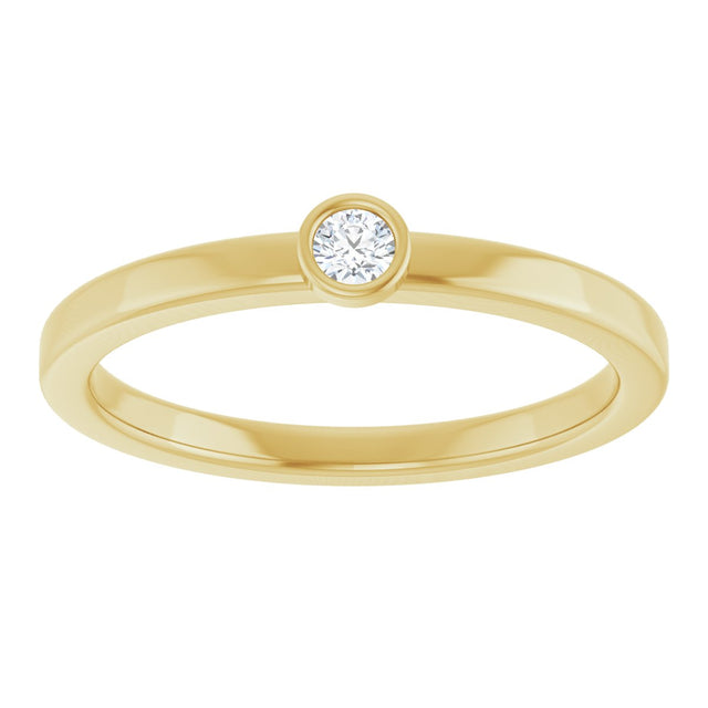14K Gold Round Natural White Sapphire Bezel-Set Solitaire Ring - Yellow Gold - view 8