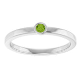 14K Gold Round Natural Peridot Bezel-Set Solitaire Ring - White Gold - view 8