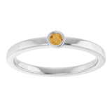 Platinum Round Natural Citrine Bezel-Set Solitaire Ring - view 8
