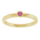 14K Gold Round Natural Pink Tourmaline Bezel-Set Solitaire Ring - Yellow Gold - view 8
