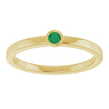14K Gold Round Natural Emerald Bezel-Set Solitaire Ring - Yellow Gold - view 8
