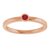 14K Gold Round Lab-Grown Ruby Bezel-Set Solitaire Ring - Rose Gold - view 8