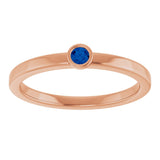 14K Gold Round Lab-Grown Blue Sapphire Bezel-Set Solitaire Ring - Rose Gold - view 8