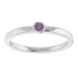 14K Gold Round Lab-Grown Alexandrite Bezel-Set Solitaire Ring - White Gold - view 8