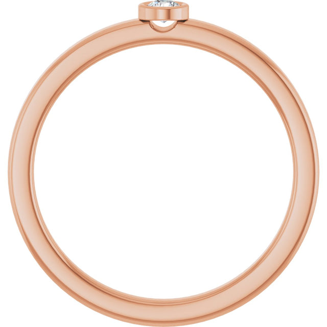 14K Gold Round Natural White Sapphire Bezel-Set Solitaire Ring - Rose Gold - view 7