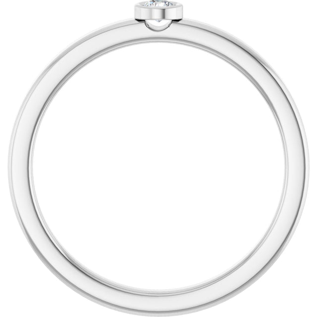 14K Gold Round Natural White Sapphire Bezel-Set Solitaire Ring - White Gold - view 7
